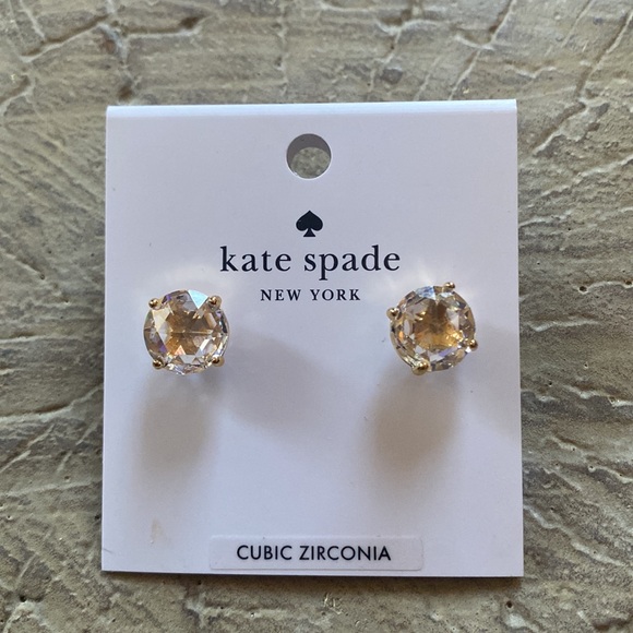 Kate Spade Bright Ideas Round CZ Stud Earrings Blue Clear Gold NWT - Picture 6 of 9